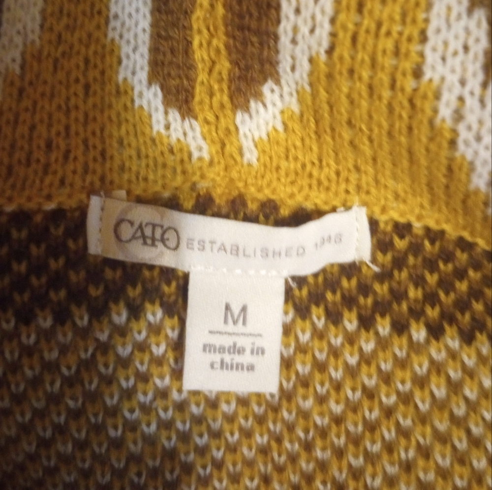 Cato Yellow and Brown Patterned Cardigan - Picture 2 of 6